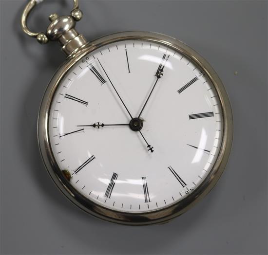 An early 20th century continental white metal keywind pocket watch.